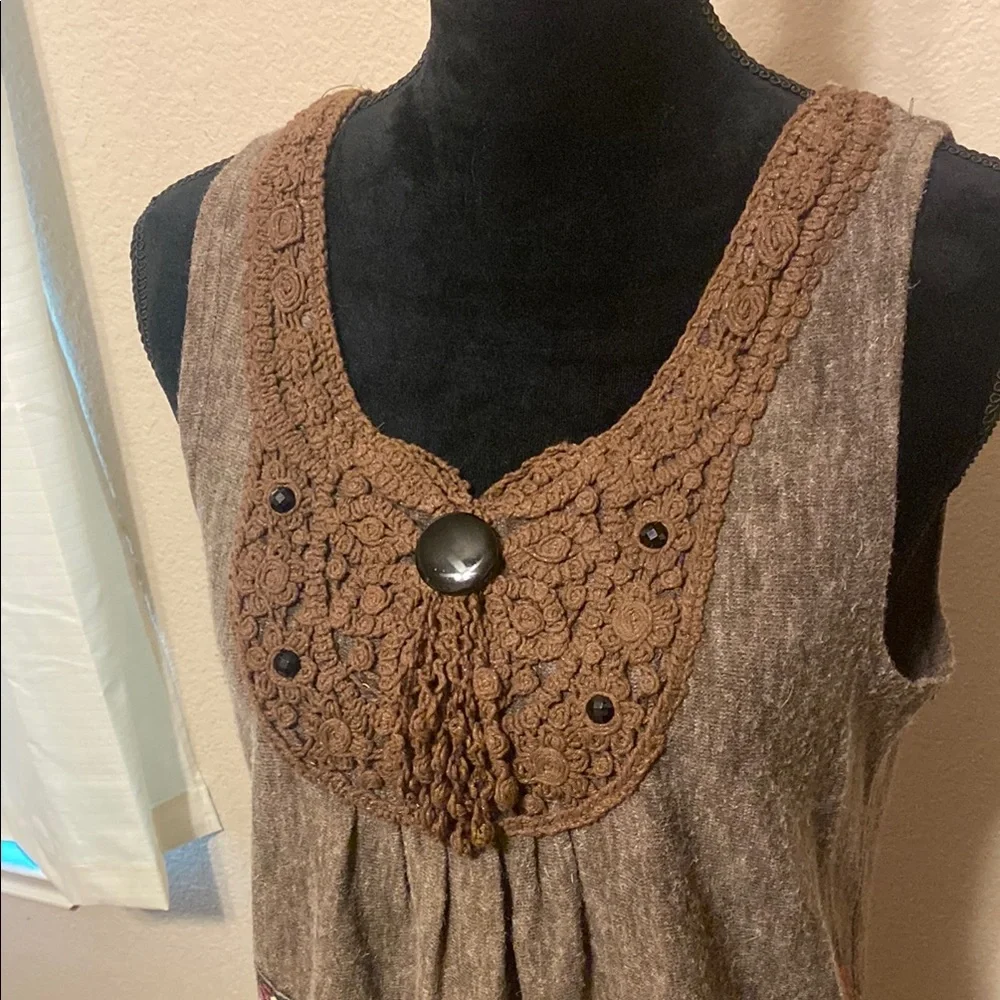 Adore Brown Dress with Colorful Butterfly Pattern - Picture 3 of 9